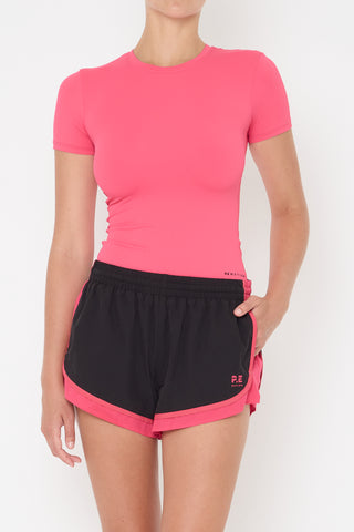 P.E. Nation Stride Short - Black/Cosmo Pink