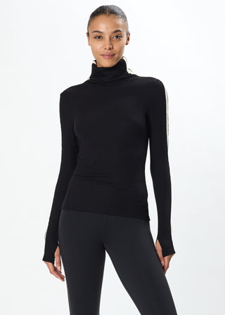 Splits59 Jackson Rib Full Length Turtleneck - Black/Creme