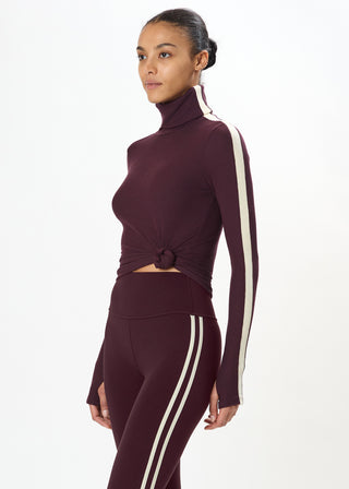 Splits59 Jackson Rib Full Length Turtleneck - Dark Cherry/Creme