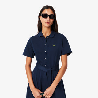 Lacoste Women's Flared Mini-Piqué Polo Dress - Navy