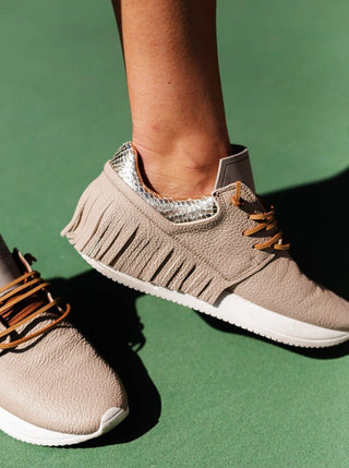 Esseutesse Leather Fringe Sneaker in Sand