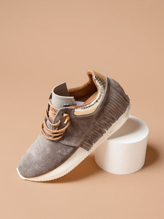 Esseutesse Suede Fringe Sneaker in Grey
