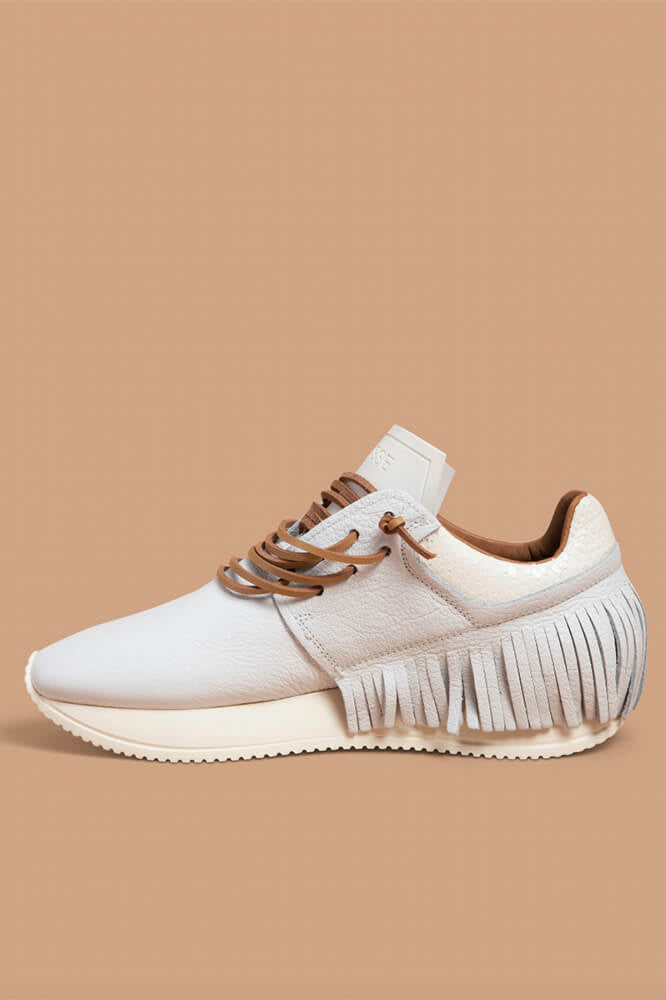 Esseutesse Leather Fringe Sneaker in White