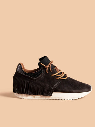 Esseutesse Suede Fringe Sneaker in Charcoal