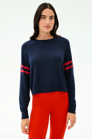 Splits59 Brooks Stripe Fleece Sweatshirt - Indigo/Lotus Red