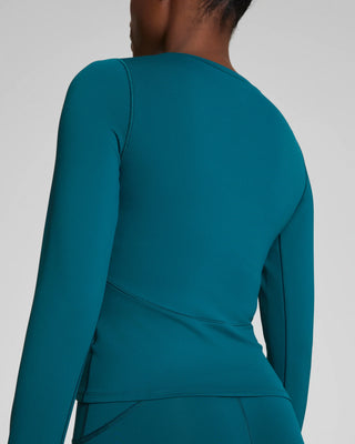 Spanx Long Sleeve Tee with Secret Sweat Tech - Emerald Bay