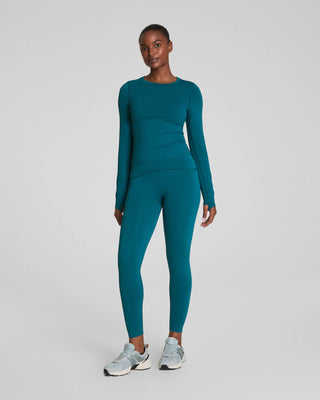 Spanx Long Sleeve Tee with Secret Sweat Tech - Emerald Bay