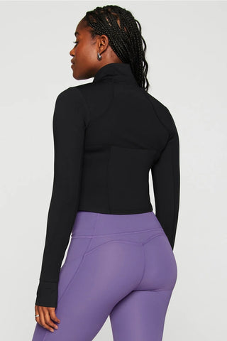 Fabletics Perfect Storm Cropped Train Jacket - Black