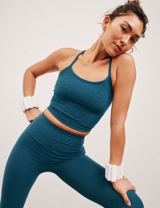 Beyond Yoga Spacedye Slim Racerback Cropped Tank - Blue Gem Heather