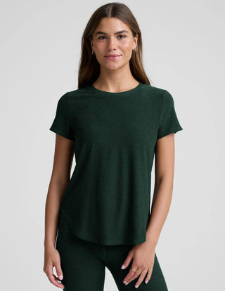 Beyond Yoga Featherweight On The Down Low Tee - Dark Spruce Heather