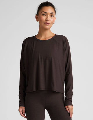 Beyond Yoga Featherweight Daydreamer Pullover - Dark Chocolate Heather