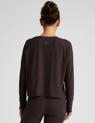 Beyond Yoga Featherweight Daydreamer Pullover - Dark Chocolate Heather