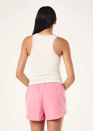 P.E. Nation Nexus Rib Tank - Whisper White/Pink Lemonade