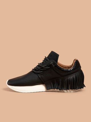 Esseutesse Leather Fringe Sneaker in Black