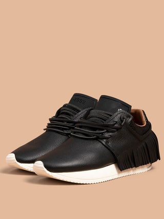 Esseutesse Leather Fringe Sneaker in Black
