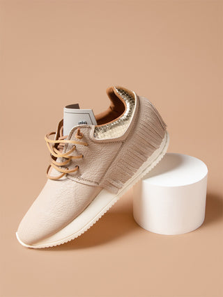 Esseutesse Leather Fringe Sneaker in Sand