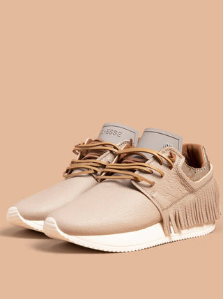Esseutesse Leather Fringe Sneaker in Sand