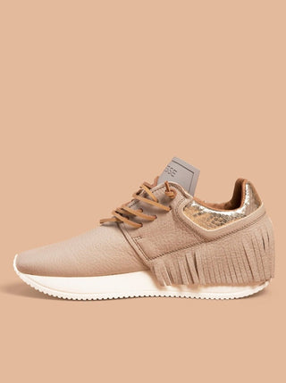 Esseutesse Leather Fringe Sneaker in Sand