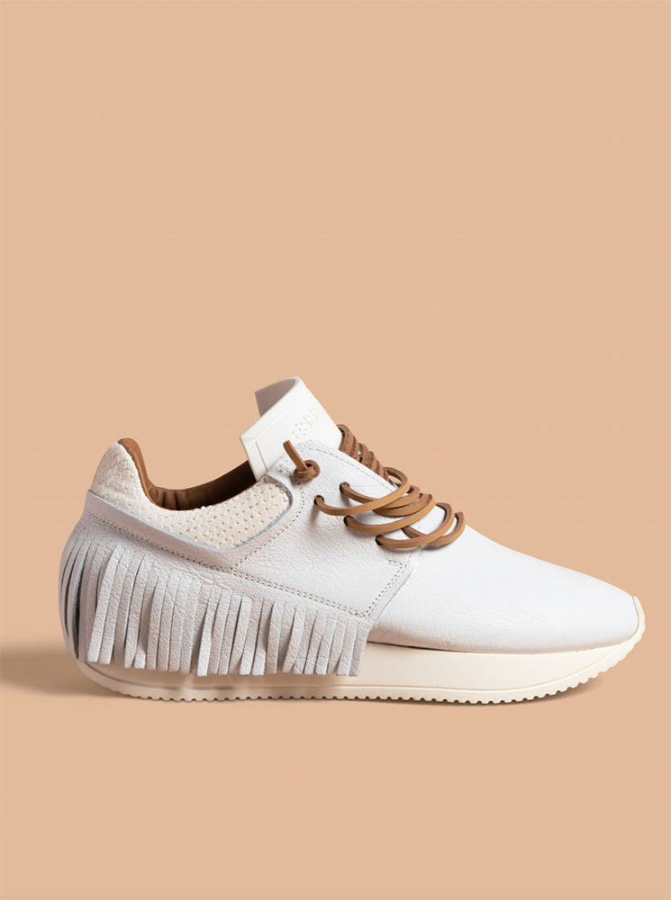 Esseutesse Leather Fringe Sneaker in White