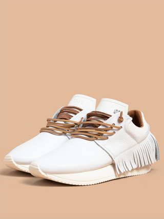 Esseutesse Leather Fringe Sneaker in White