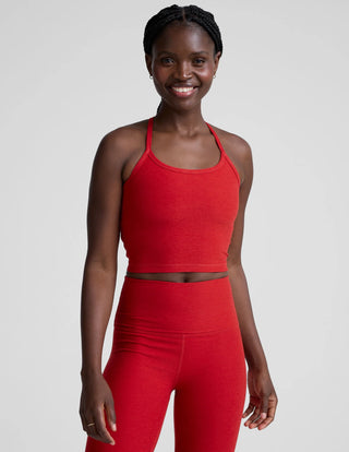 Beyond Yoga Spacedye Slim Racerback Cropped Tank - Holly Red Heather