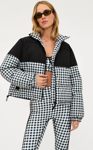 Beach Riot Jo Jo Puffer - Slate Gingham