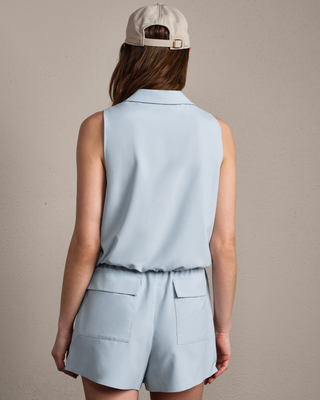 Rhone Mirage Sleeveless Notch Collar Blouse - Blue Dawn