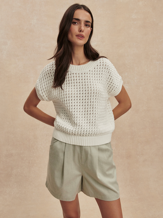 Varley Denny Knit Top - Snow White