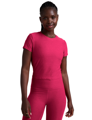 Beyond Yoga Featherweight Cropped Tee - Berry Red Heather