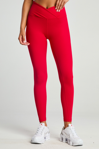 Year Of Ours Veronica Ribbed Legging - Cherry