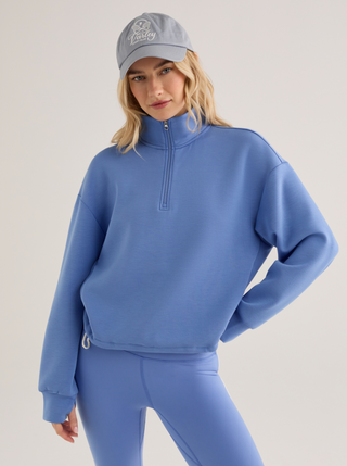 Varley Sian Cropped Half Zip Midlayer - Marina