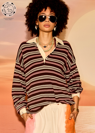 The Upside Wonder Knit Polo - Stripe