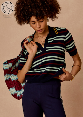 The Upside Archie Knit Collared Knit Polo - Stripe