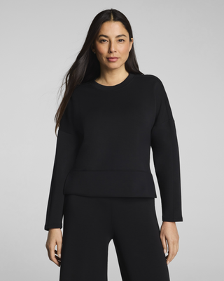 Spanx Airessentials Crewneck Long Sleeve Top - Very Black