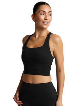 Beyond Yoga Glowzone Medium Impact Cropped Tank - Pitch Black