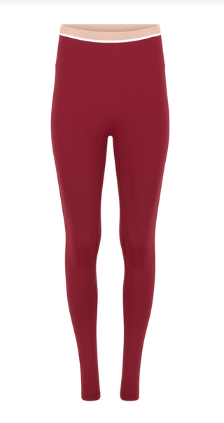Year of Ours Sport Layered Legging - Maroon/White/Tan