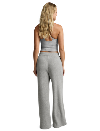 Beyond Yoga Rest Day Waffle Wide Leg Pant - Heather Gray