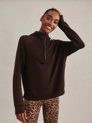 Varley Karo Half Zip Hooded Sweat - Coffee Bean