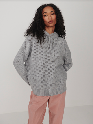 Varley Melchie Relaxed Knit Hoodie - Gray Marl