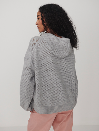 Varley Melchie Relaxed Knit Hoodie - Gray Marl