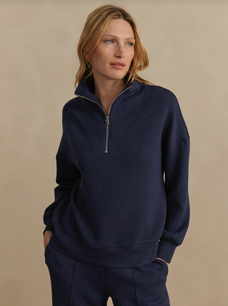 Varley Hawley Half Zip Sweat - Navy Marl