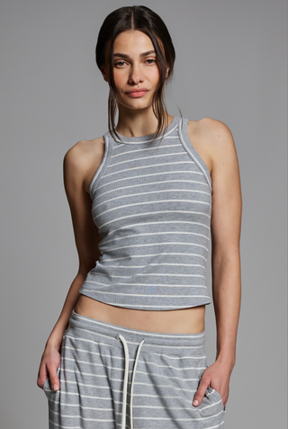 Year of Ours Favorite Muscle Tank - Heather Gray/White