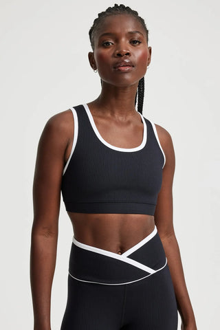 Year Of Ours Ribbed Two Tone Gym Bra - Black/White