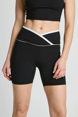 Year Of Ours Ribbed Two Tone Veronica Short - Black/White