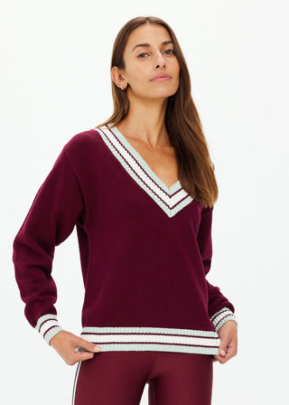 The Upside Josette V Neck Knit Sweater - Merlot