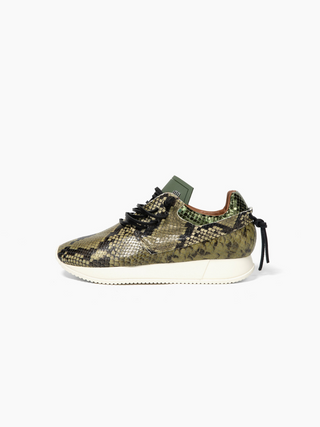 Esseutesse Leather Non Fringe Sneaker - Olive Python