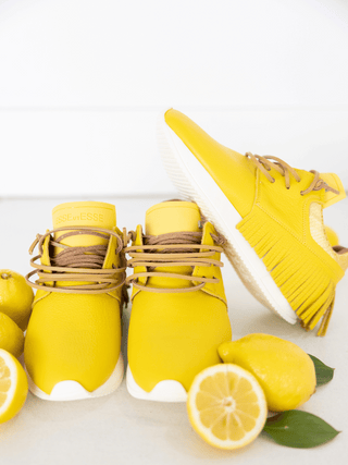 Esseutesse Leather Fringe Sneaker - Limoncello/Yellow