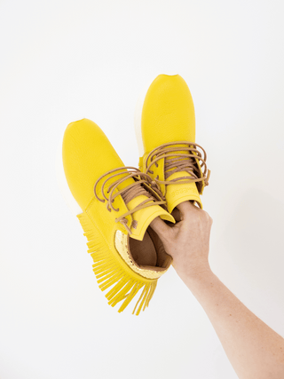 Esseutesse Leather Fringe Sneaker - Limoncello/Yellow