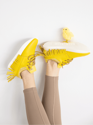 Esseutesse Leather Fringe Sneaker - Limoncello/Yellow