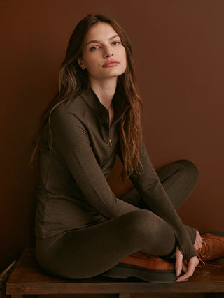 Varley Always Warm Half Zip Baselayer - Deep Chocolate Marl